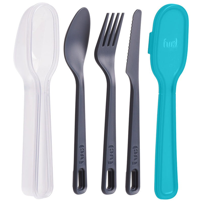 Trudeau Fuel 3-Piece Cutlery Set with Case (Tropical Blue)