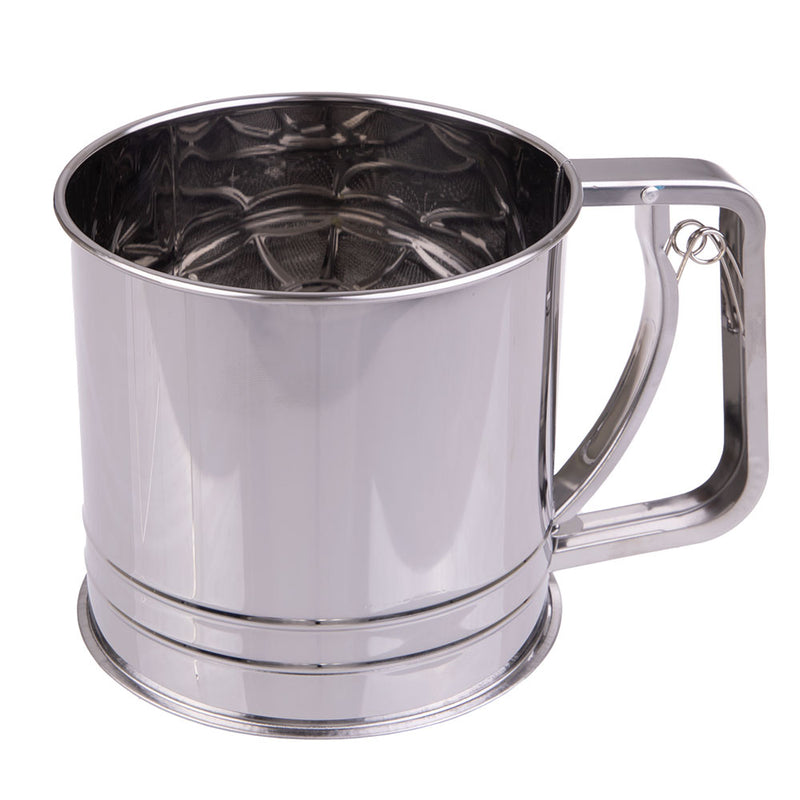 Appetito Stainless Steel 5 Cup Squeeze Action Flour Sifter