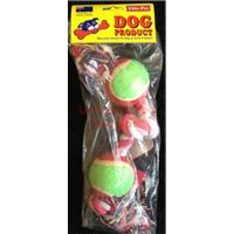 Pet Dog Rope Knot Bone with 2 Tennis Balls