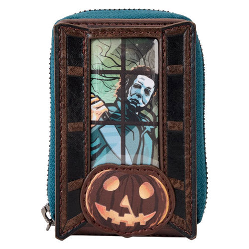 Halloween Michael Myers Pumpkin Glow Accordion Zip Wallet