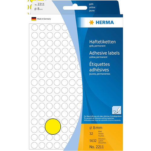 Herma Coloured Adhesive Dot Labels (Yellow)