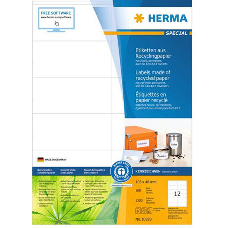 Herma Recycled Paper Labels A4 100pc (White)