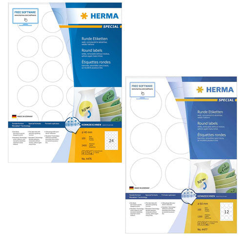 Herma Round Removable Labels 100pc (White)