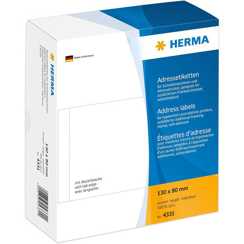 Herma Address Label Singles White 500pc