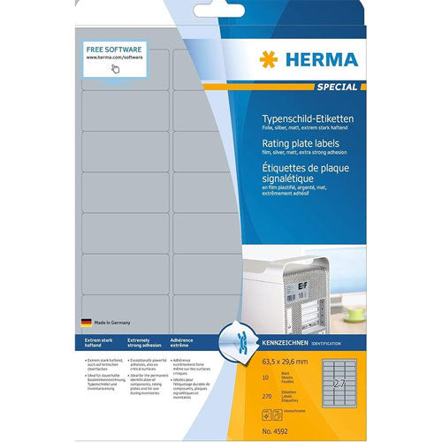 Herma Rating Plate Labels A4 10pc (Silver)