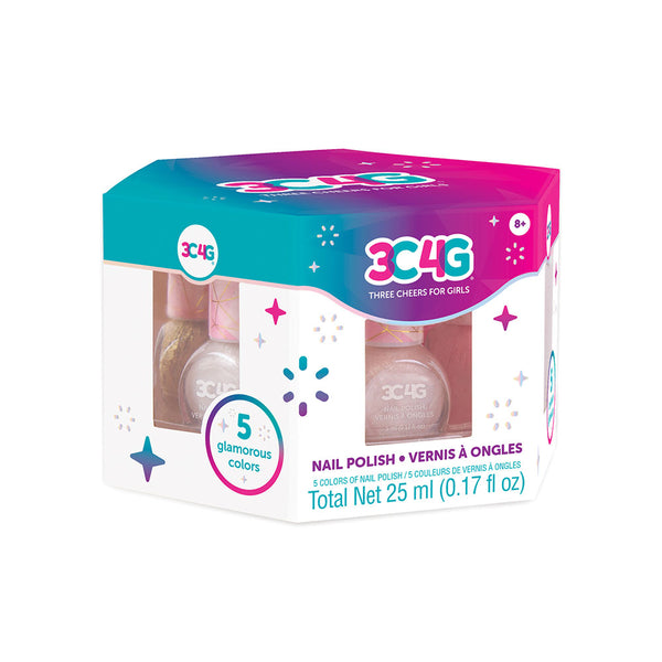 3C4G Pink and Gold Hexagon Nail Polish (Pack of 5)