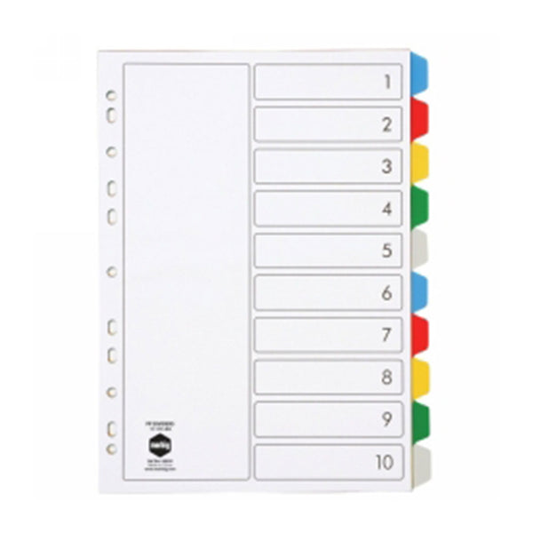 Marbig A4 10 Tab Multi Colour Dividers