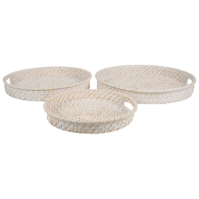 Zahara Whitewashed Trays Set of 3 (Large 50x7cm)