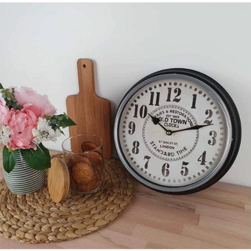 Old Town Classic Metal Wall Clock Black