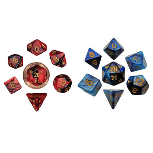 MDG Mini Poly Dice Set (w/ Gold No.)