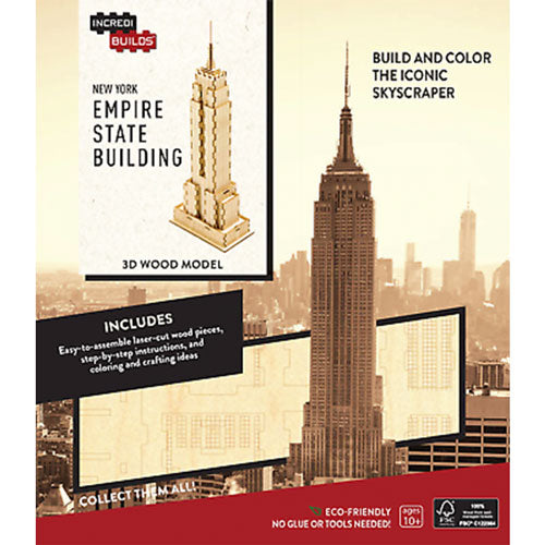 Incredibuilds New York Empire State Building 3D Wood Model