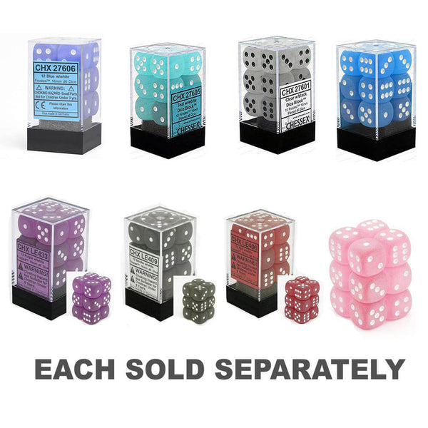 D6 Dice Frosted 16mm (12 Dice)