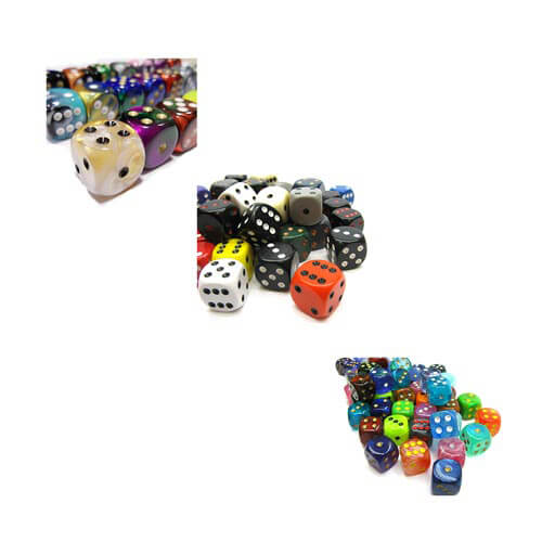 D6 Dice Assorted Loose 16mm (50 Dice)