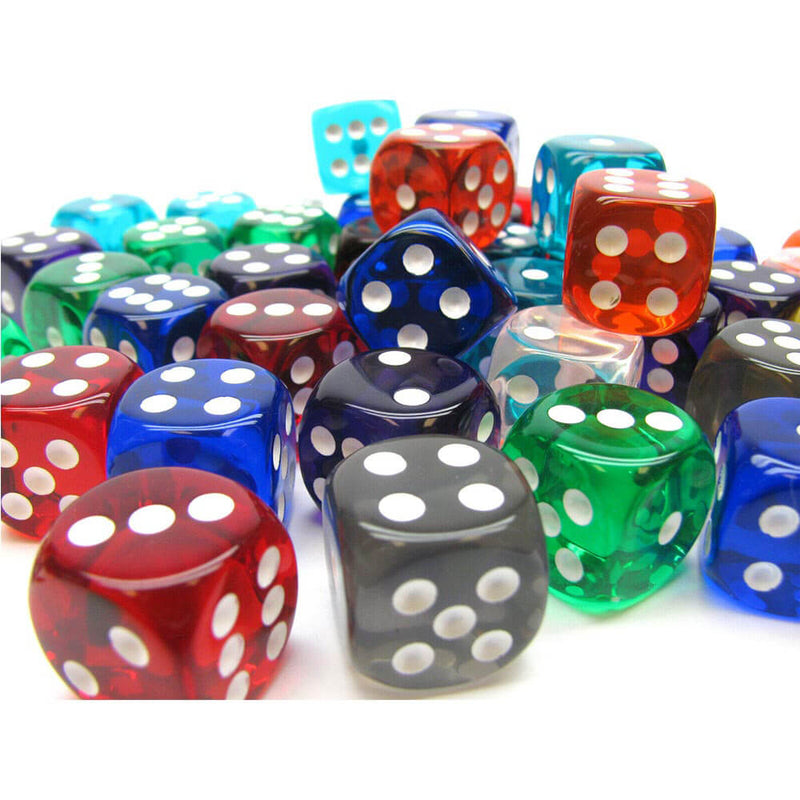 D6 Dice Assorted Loose 16mm (50 Dice)