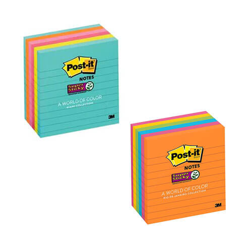 Post-It Lined Super Sticky Notes 6pk