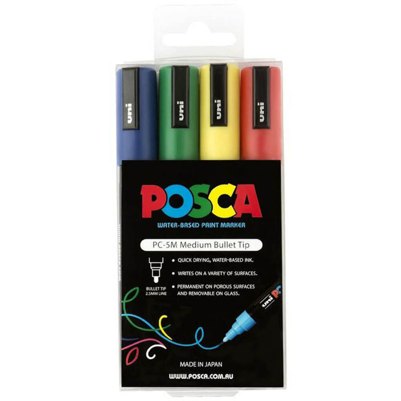 Uni Posca 2.5mm Tip Marker Assorted (4pk)