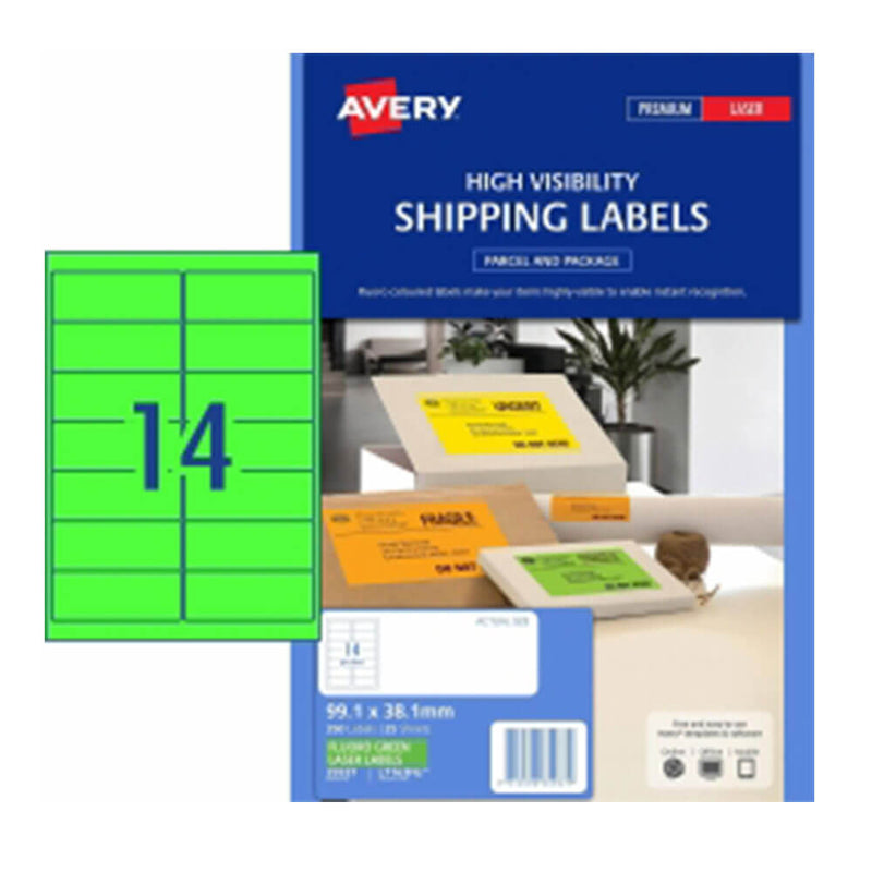 Avery High Visibility Shipping Label 25pk 14/sheet