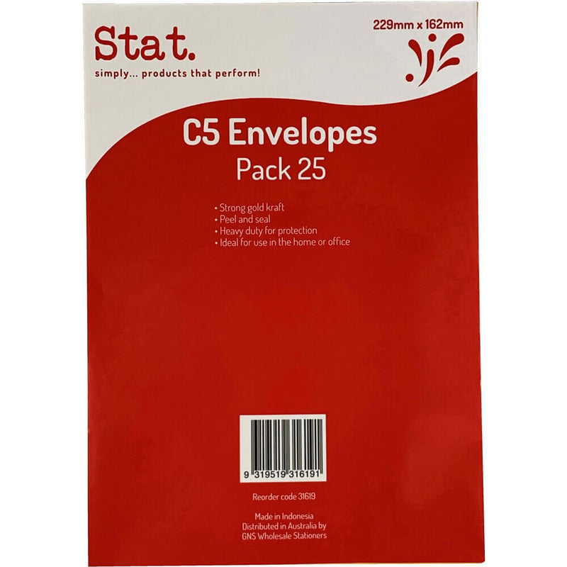 Stat Peal & Seal Envelope 25pk (Kraft)