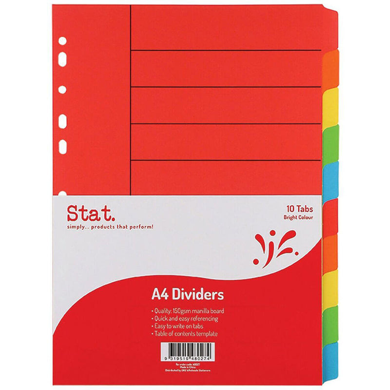 Stat Manilla Dividers A4 (Bright Colours)