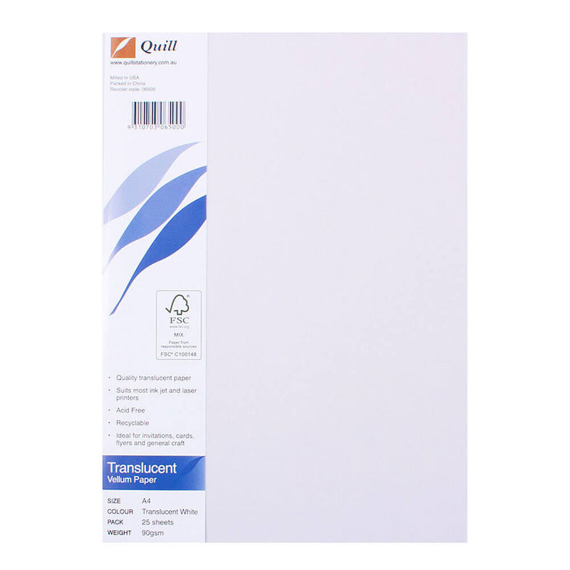 Quill Vellum Translucent Paper 90gsm (Pack of 25)